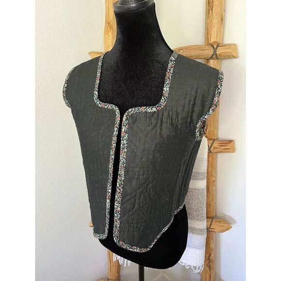 Vintage Quilt Reversible Vest With Cap Sleeve One Of A Kind Size S - Picture 7 of 16